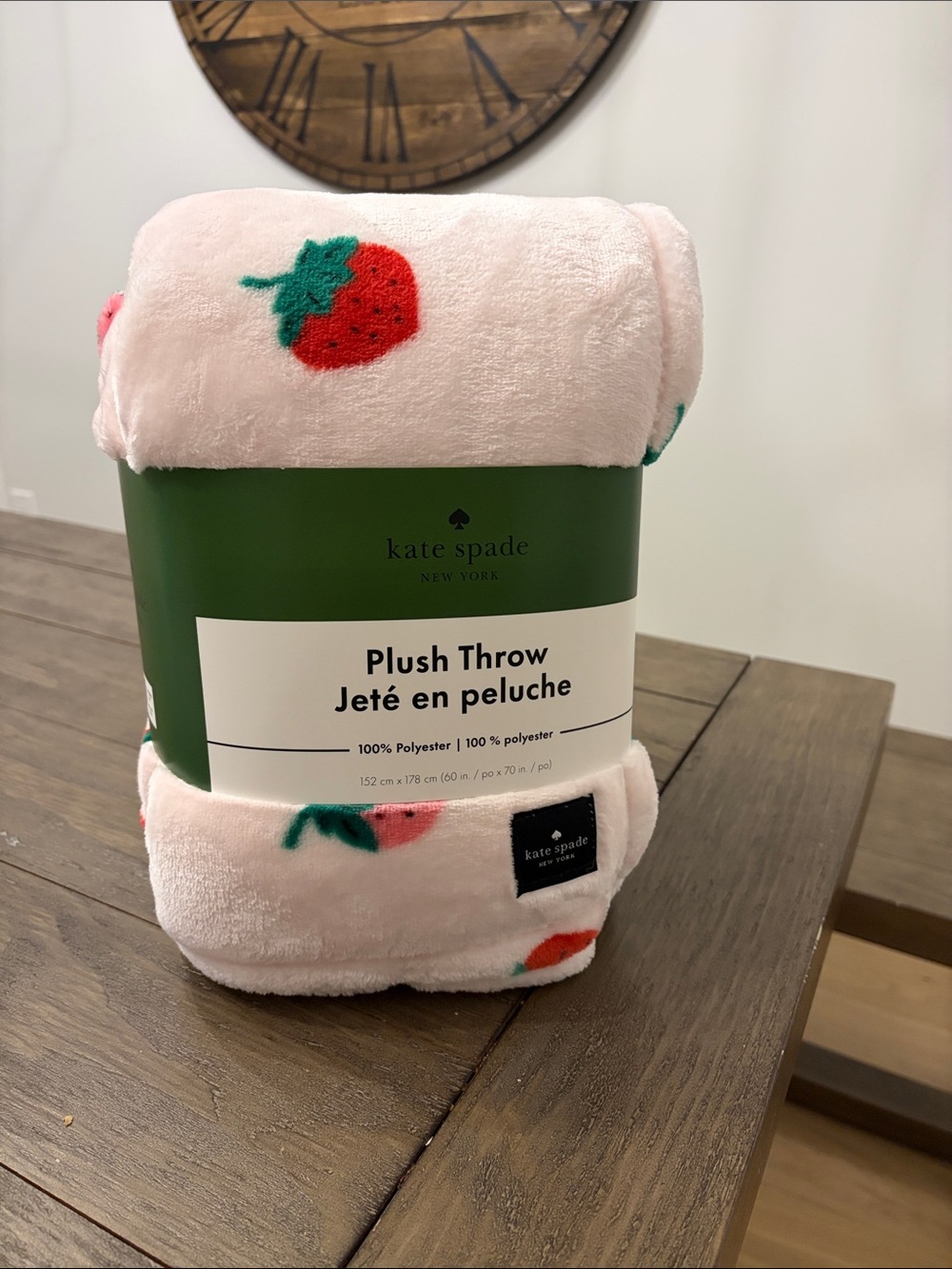 kate spade pink strawberry plush throw blanket